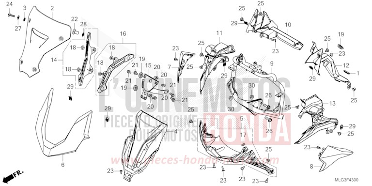 GAINE DE PROTECTION AVANT (CRF1100A/AL/D/DL) de Africa Twin DCT GRAND PRIX RED (R380B) 2022